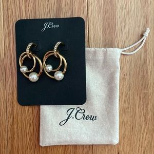 New J.Crew good pearl rhinestone earrings